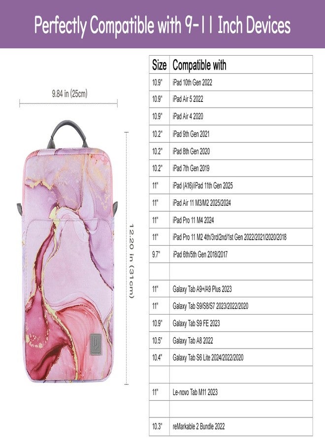 Dadanism 9-11" Tablet Case Bag with Shoulder Strap for iPad (A16) 11", iPad 10th Gen/Air 5 4 10.9", i-Pad Air/Pro 11", i-Pad 9/8/7th Gen 10.2", Galaxy Tab A9+ 11", Tab S10 Lite 10.9", Cloudy Pink - Image 2