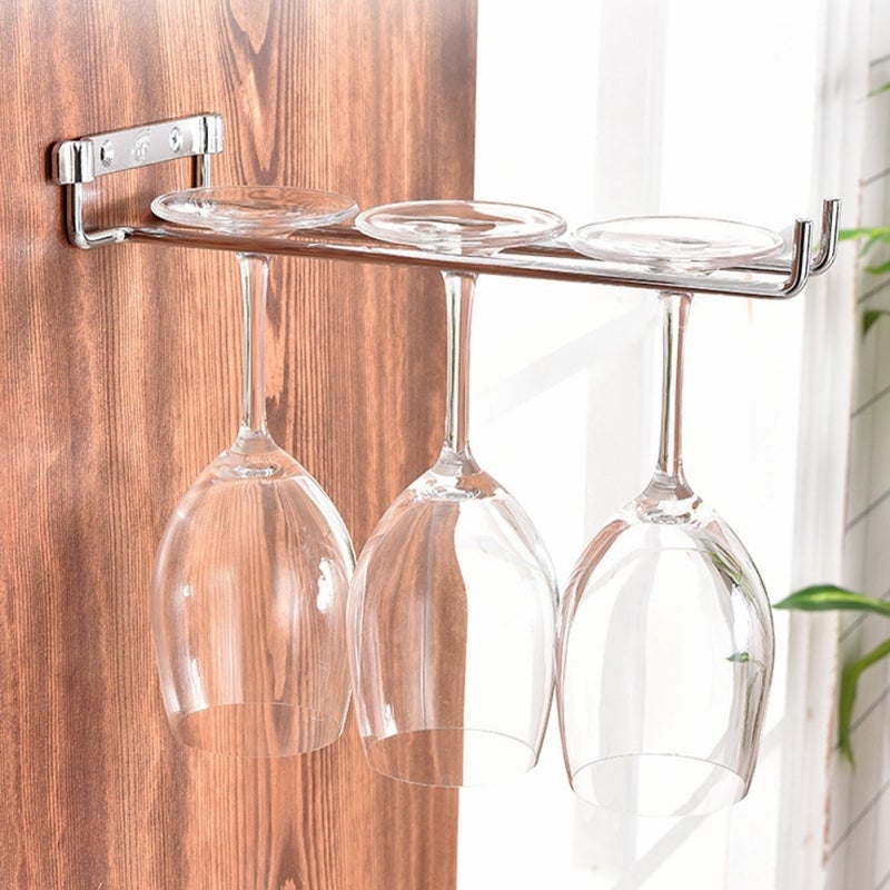Wall Mounted Wine Glass Rack: 1 Pack Iron Stemware Holder - Space Saving Easy To Install Barware Organizer for Home Kitchen, Home Bar, Living Room - Image 3
