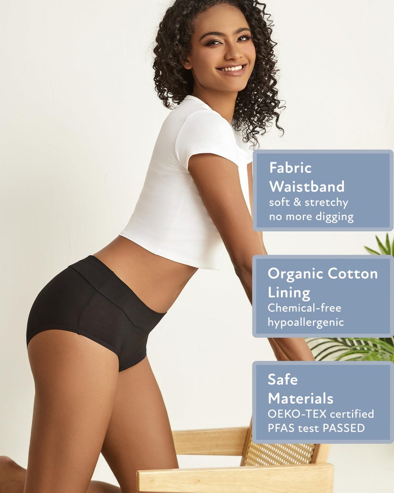 Goat Union Midi Period Underwear for Women Teens, Menstrual Period Panty, Organic Cotton Lining, Full Coverage & Heavy Flow, Pack of 1, Black, Small - Image 3