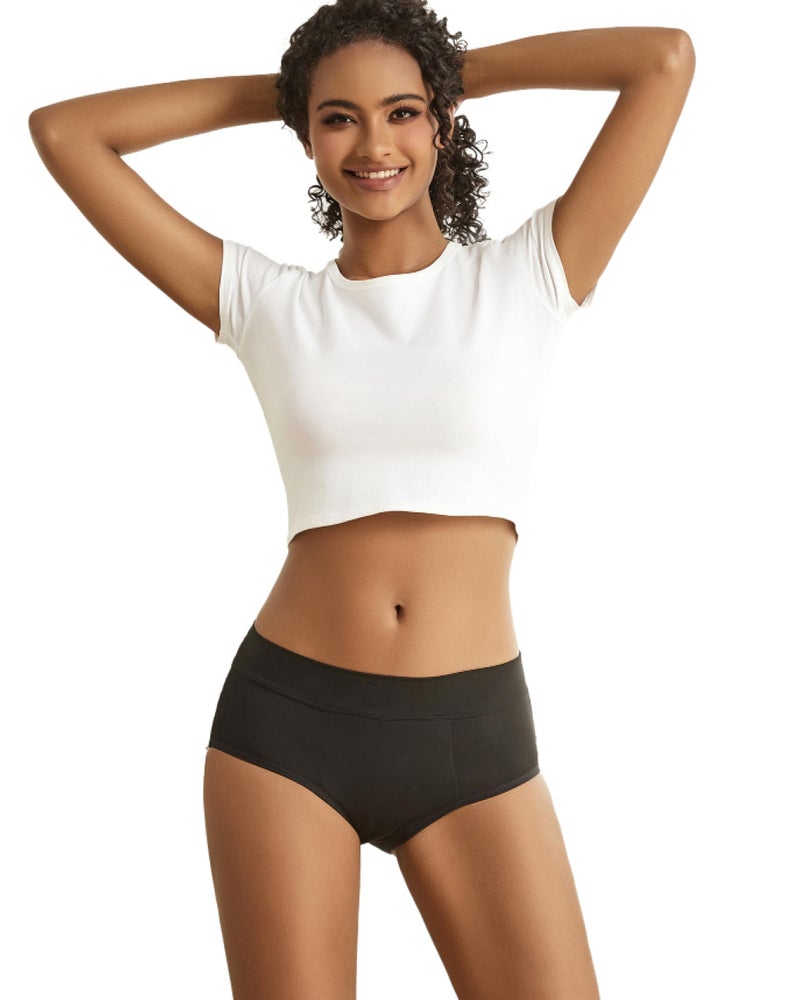 Goat Union Midi Period Underwear for Women Teens, Menstrual Period Panty, Organic Cotton Lining, Full Coverage & Heavy Flow, Pack of 1, Black, Small - Image 1