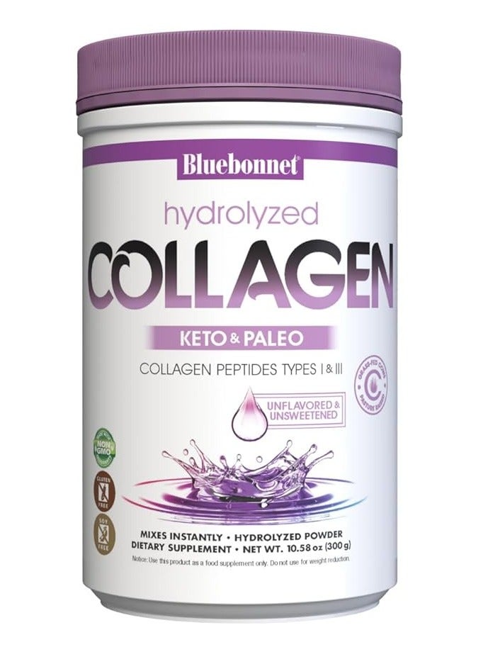 Bluebonnet Hydrolyzed Collagen Powder, Supports Hair, Skin, and Nails 10.58 oz  25 Servings