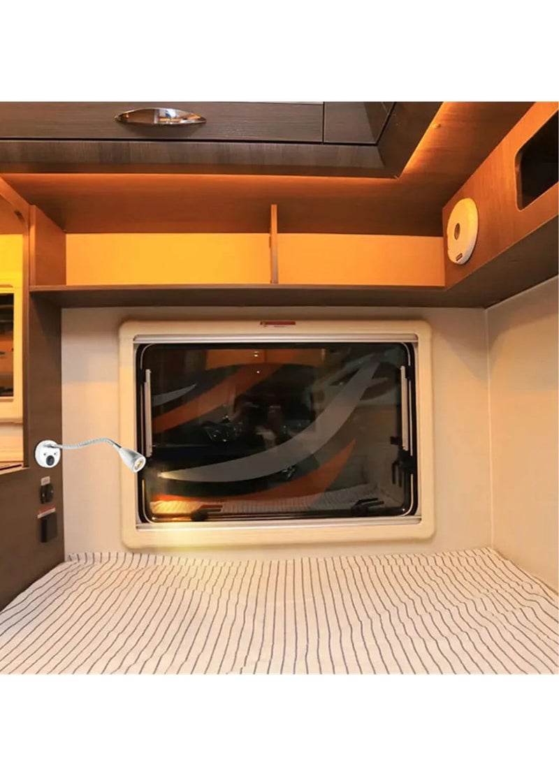 ارواق مصباح قراءة Gooseneck RV، مصباح حائط محمول بجانب السرير مع مفتاح، مصباح كتاب داخلي بجانب السرير USB مثبت على الحائط، ضوء قراءة LED متين للقوارب واليخوت والقافلة والمنزل المتنقل، (أسود 4000 ك) - Image 4