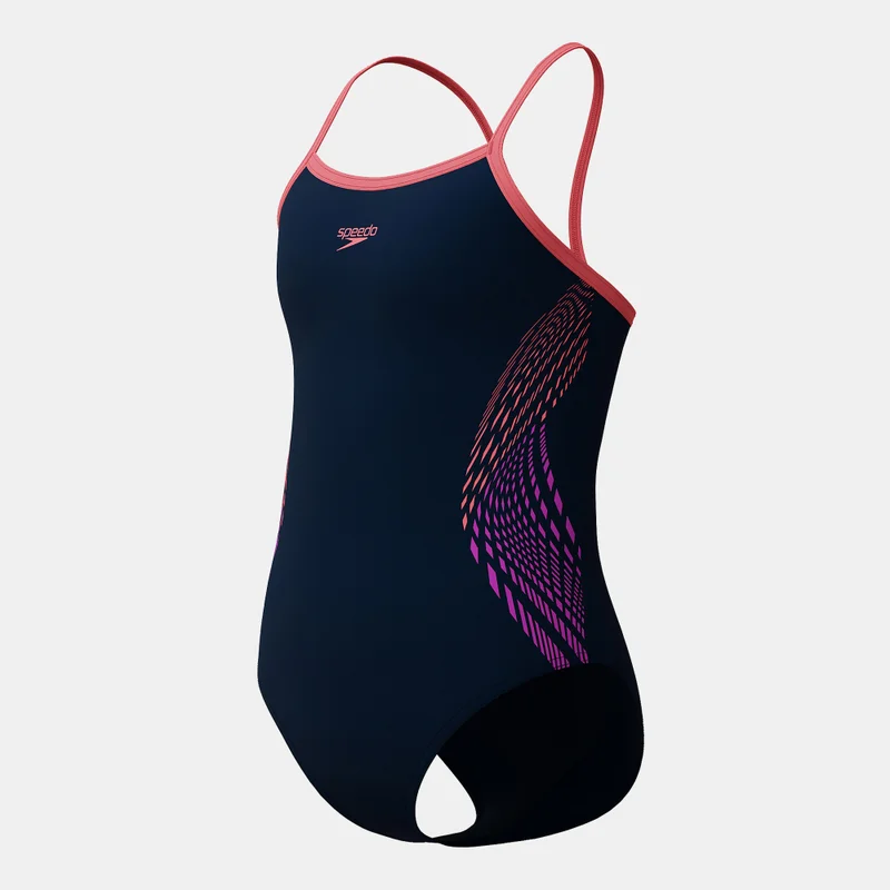 speedo Blue Kids' Plastisol Placement One-Piece Swimsuit  | Best Price UAE
