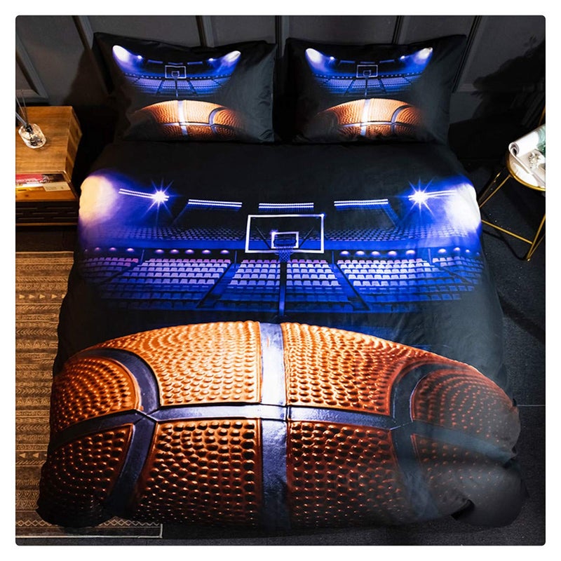 Homebed 3D Sports Basketball Bedding Set for Teen BoysDuvet Cover Sets with PillowcasesQueen Size 87x943PCS1 Duvet Cover1 Pillow sham