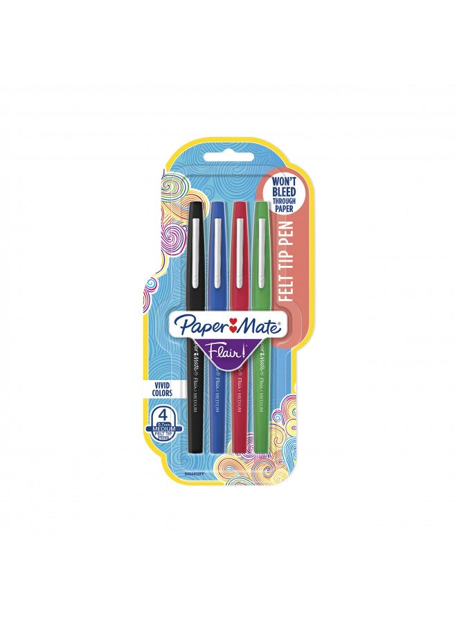 Paper Mate Flair Felt Tip Pens, Medium Point (0.7mm), Business Colors, 4 Count - Image 2