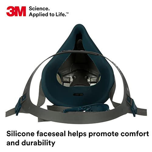 3M جهاز التنفس القابل لإعادة الاستخدام 3M Rugged Comfort Half Facepiece 6502، NIOSH، صمام Cool Flow يساعد في تقليل الحرارة والرطوبة، ختم وجه سيليكوني يوفر إحكامًا قويًا، للحام، الصنفرة، التنظيف، الطحن، متوسط - Image 4