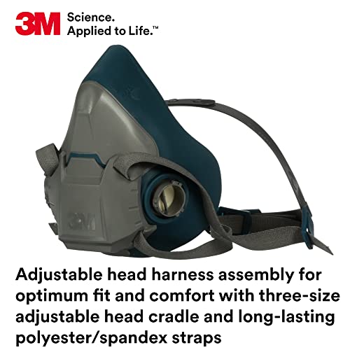 3M جهاز التنفس القابل لإعادة الاستخدام 3M Rugged Comfort Half Facepiece 6502، NIOSH، صمام Cool Flow يساعد في تقليل الحرارة والرطوبة، ختم وجه سيليكوني يوفر إحكامًا قويًا، للحام، الصنفرة، التنظيف، الطحن، متوسط - Image 5