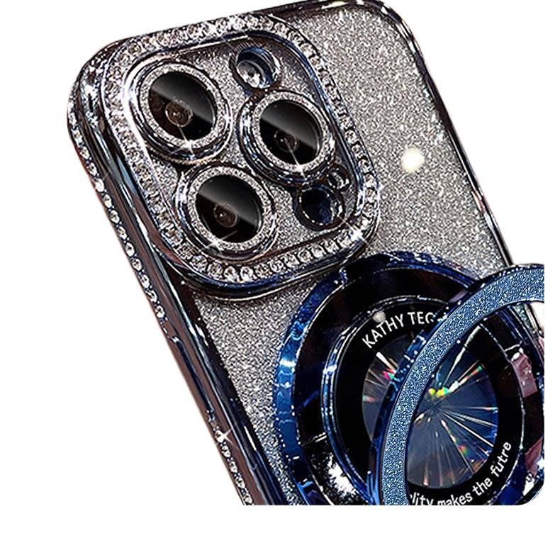 MagSafe iPhone 14 Pro Max TPU Case for iPhone 14 14 Plus 14 Pro 14 Pro Max with Electroplated Edge with Rhinestones and Gradient Glitter - Image 4