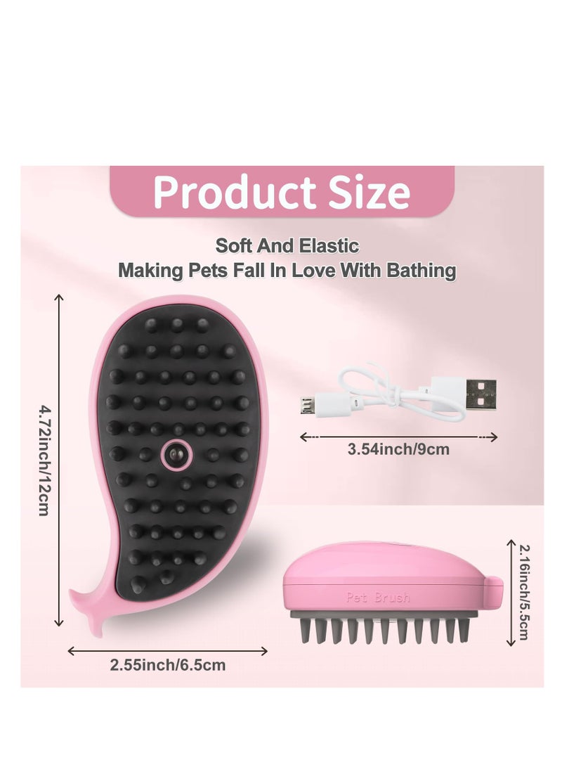 KASTWAVE Cat Steam Brush, 3 in 1 Cat Steamy Brush, Silicone Massage Grooming Brush for Massage, Clean, Eliminate Flying and Tangled Hair, Pet Hair Self Cleaning Brush Comb for Cats Dogs, Pink Whale - Image 2