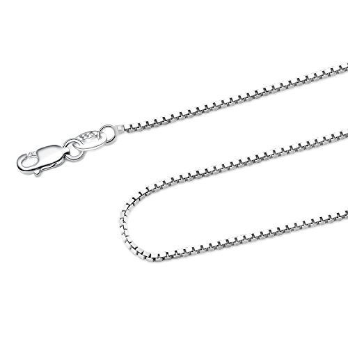 Designer Sterling Silver DSS 925 Sterling Silver Necklace for Women, Box Chain 0.8mm, Lobster Claw Clasps, Sterling Silver Chain, Italian Jewelry for Women, 30in - Image 1