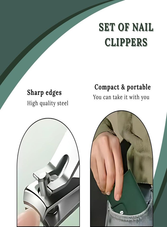 CRENTROVA 10 in 1 Nail Clipper Set with Ear Cleaner - Manicure Pedicure Kit for Men & Women, Fingernail & Toenail Clippers, Nail File, Portable Travel Grooming Kit with Leather Case (Dark Green) - Image 5