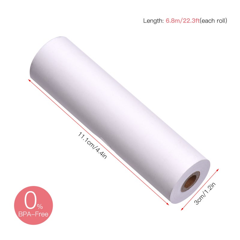 Thermal Paper Roll: 111mm White Blank Thermal Paper Roll - 3 Rolls/Pack 6.8 Meters Each 10-Year Storage for PAPERANG C1 Pocket Thermal Printer - Image 3