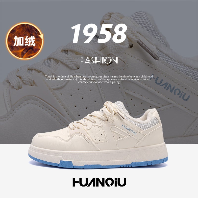 Universal Warm Fleece-Lined Thick Cotton Shoes Winter Explosions Trend Cold-Proof Sneakers All-Match White Shoes Zhq5627-2 - Image 4