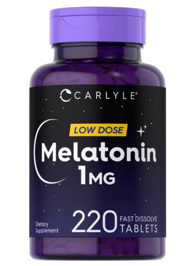 Carlyle Melatonin 1 mg | 220 Fast Dissolve Tablets | Low Dose | Vegetarian, Non-GMO, Gluten Free