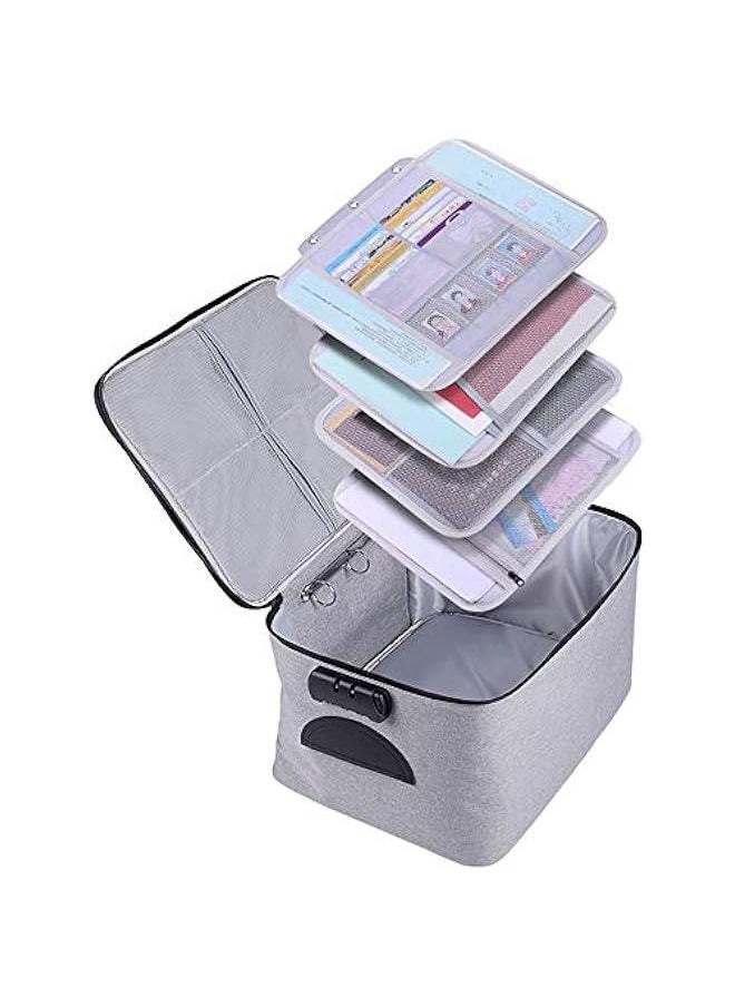 Generic - Extra Large Document Organizer,Safe File Storage Box with Lock, Portable Paper Organizer with Detachable separators,Home Office Travel Bag for A4 Folder Certificate Card Passport File Bill(Gray) - Image 1