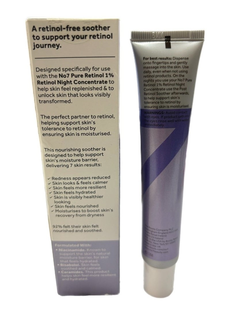 بوتس نو.7 كريم مهدئ للوجه من No7 Pure Retinol Post Retinol Soother - يساعد على تحمل البشرة للريتينول - 50 مل - Image 2