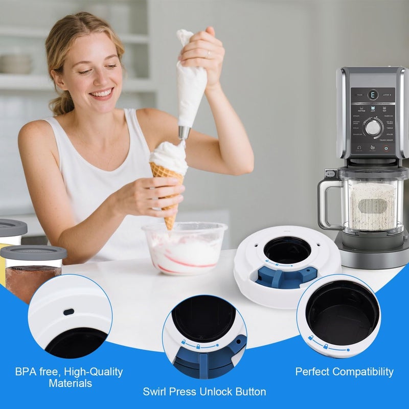 GreeSuit NC701 Dispense Lid For Ninja NC700 NC701 Series Ice Cream Swirl Press Assembly And Soft Serve Makers, Replacement Cover Lid - White - Image 4
