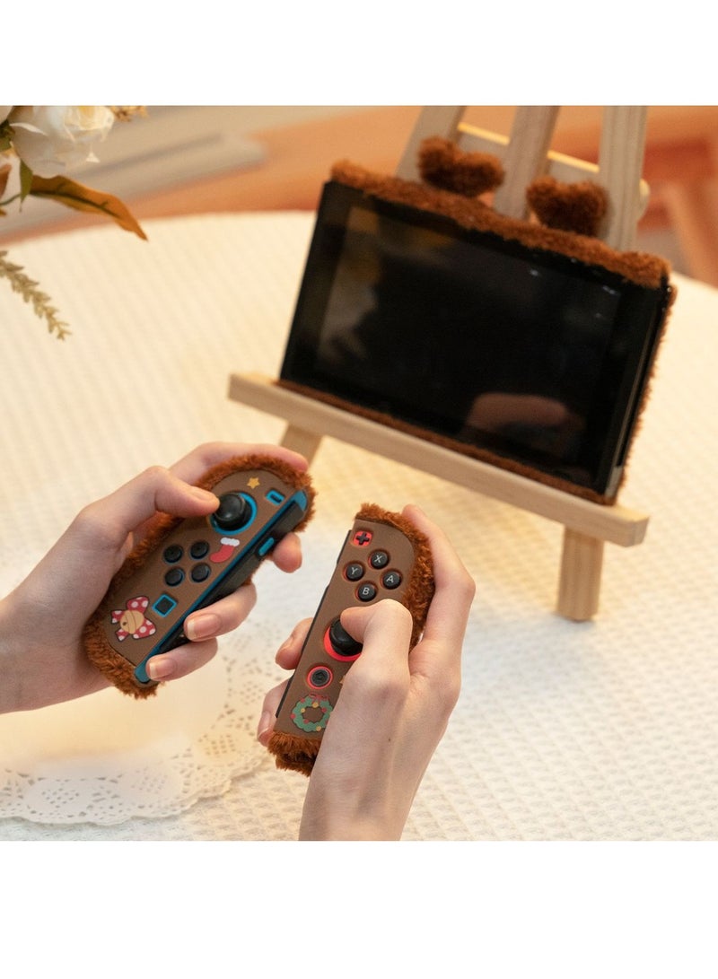 Furtey Cute Elk Protective Case - Anti-Scratch Shock Absorption Shell for Nintendo Switch OLED Console and Joy Con Only - Brown Elk - Image 4