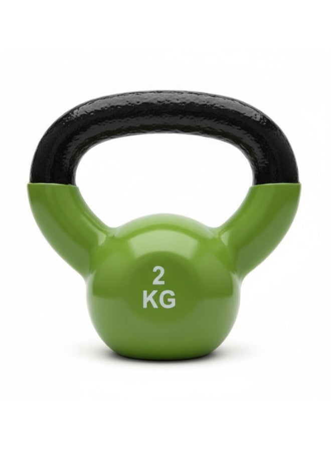 بريميم دمبل كروي أخضر ٢ كجم – من الحديد المصبوب بطبقة فينيل لتدريبات القوة في المنزل والنادي - Image 1