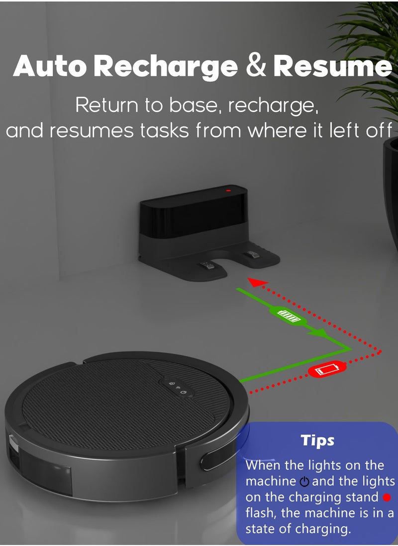 pureatic Robot Vacuum And Mop Combo App or Voice Control 3 In 1 Robot Vacuum Cleaner 4000pa Max Power Suction Scheduled Cleaning Automatic Recharge For Pet Hair Low Carpet  - Image 4