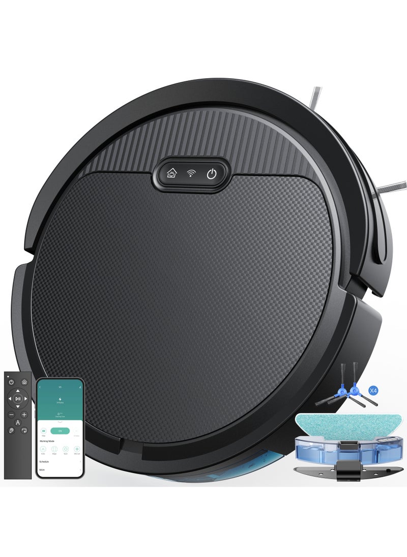 pureatic Robot Vacuum And Mop Combo App or Voice Control 3 In 1 Robot Vacuum Cleaner 4000pa Max Power Suction Scheduled Cleaning Automatic Recharge For Pet Hair Low Carpet  - Image 1