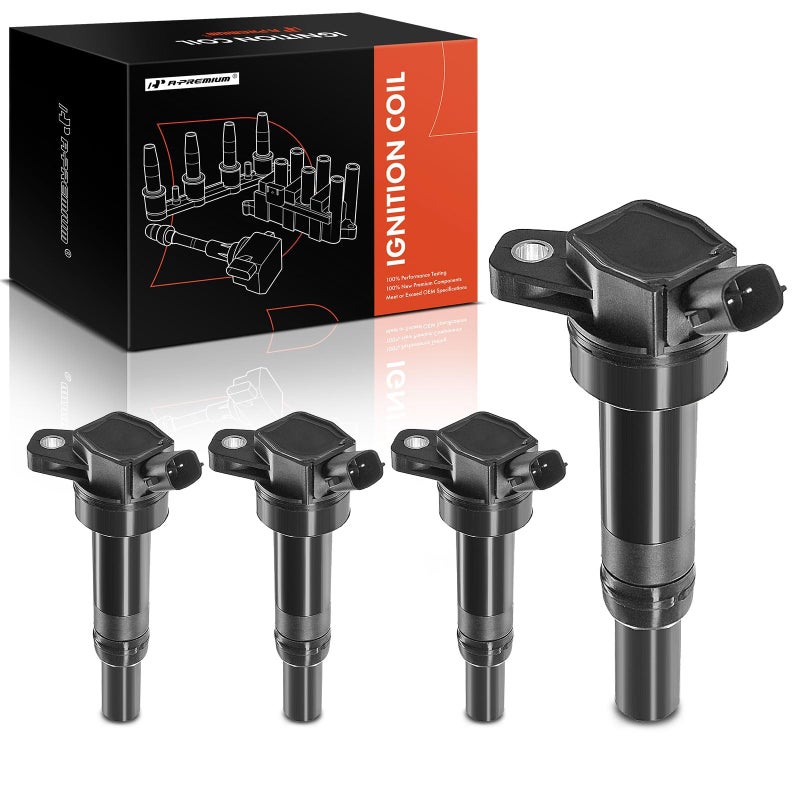 A-Premium Ignition Coil Pack Set of 4 Compatible with Hyundai Elantra 2011-2016 Tucson 2014-2020 Kia Forte 2014-2016 Soul 2012-2019 1.8L 2.0L - Image 1