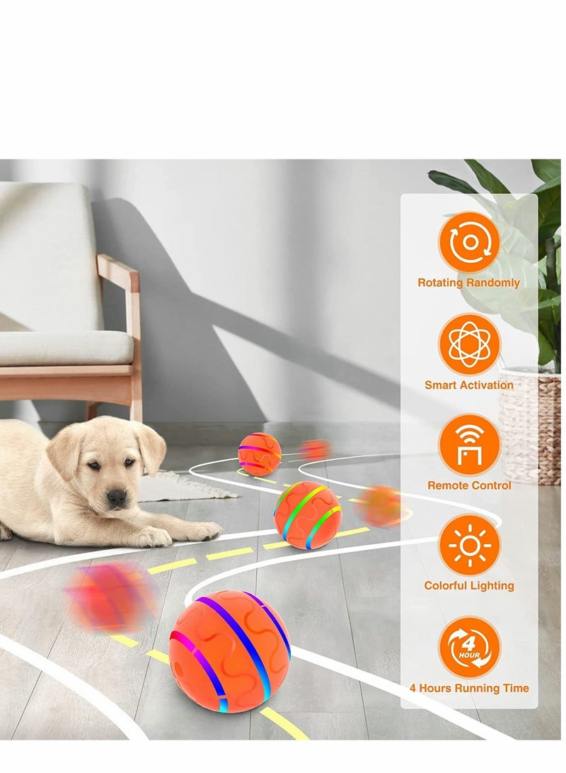 Excefore Dog Balls Toys Remote Control Dog Balls Interactive Dog Balls Toys Active Rolling Ball for Dogs Orange Light-Up Dog Ball USB Rechargeable Aggressive Chewers Toy - Image 3