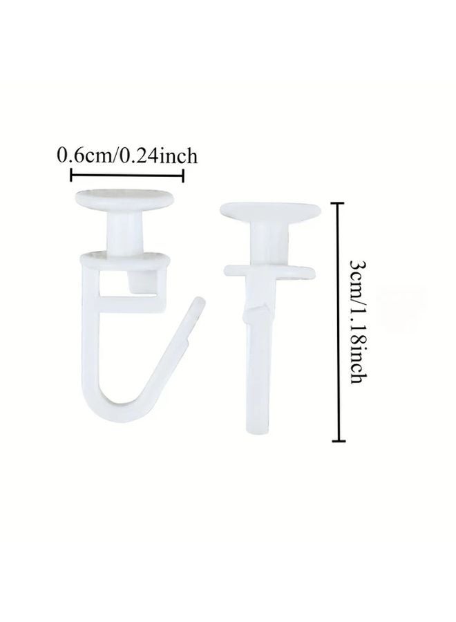100pcs White Pleated Shower Curtain Sliders 6mm Head Durable Plastic Easy Install Hooks Modern Home Decor - Image 3