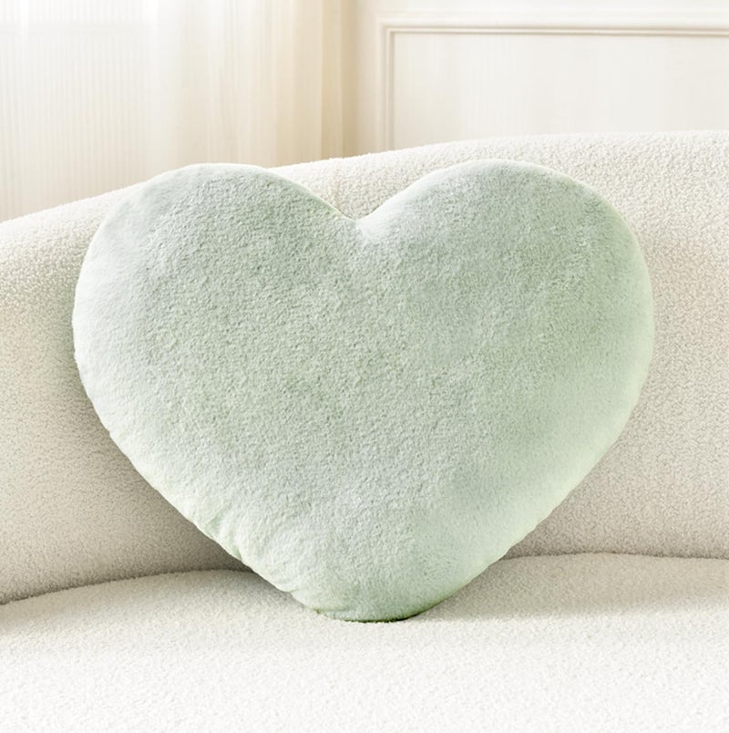 Petrella Heart Pillow Cute Fuzzy Pillows Throw Pillows for Bed Livingroom Home Decor Cushion Decorative Aesthetic Preppy Pillows GreenSmall 13x10