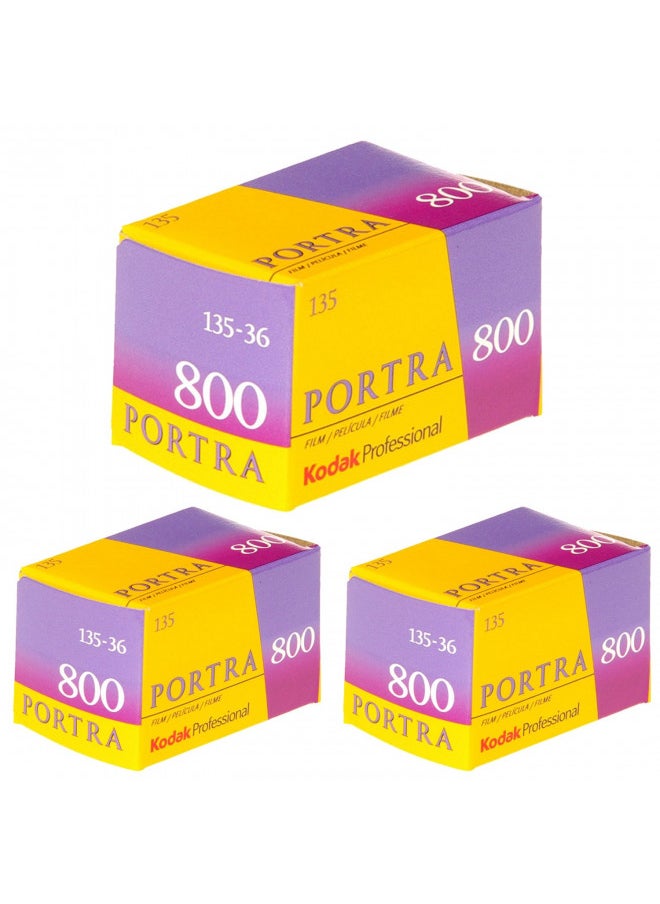 Ritz Camera Pack of 3 Kodak 145 1855 Professional Portra 800 Color Negative Film (ISO 800) 35mm 36 Exposures  - Image 1