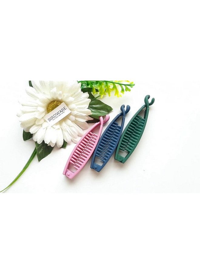 BIRDWARE Bigsize Banana Clips Multi Color Imported Rubber Acrylic Material Stone Banana Hair Clips For Women (Multi Colour) ; Hair Clutchers ; Banana Clips (Pack Of 4) 8  - Image 3