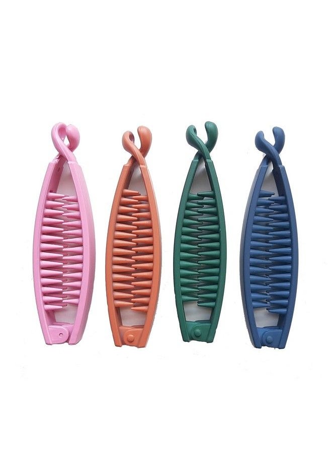BIRDWARE Bigsize Banana Clips Multi Color Imported Rubber Acrylic Material Stone Banana Hair Clips For Women (Multi Colour) ; Hair Clutchers ; Banana Clips (Pack Of 4) 8  - Image 2
