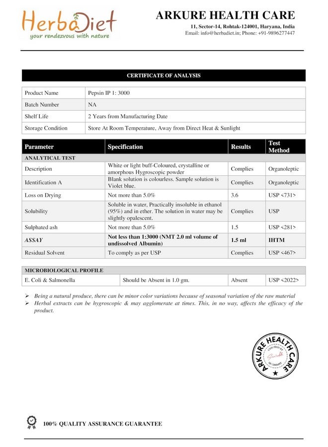 Herbadiet هيرباديت بيتاين Hcl + بيبسين | 500 ملغ 60 كبسولة | مكمل إنزيم هضمي | دعم صحة الأمعاء، امتصاص المغذيات - Image 5