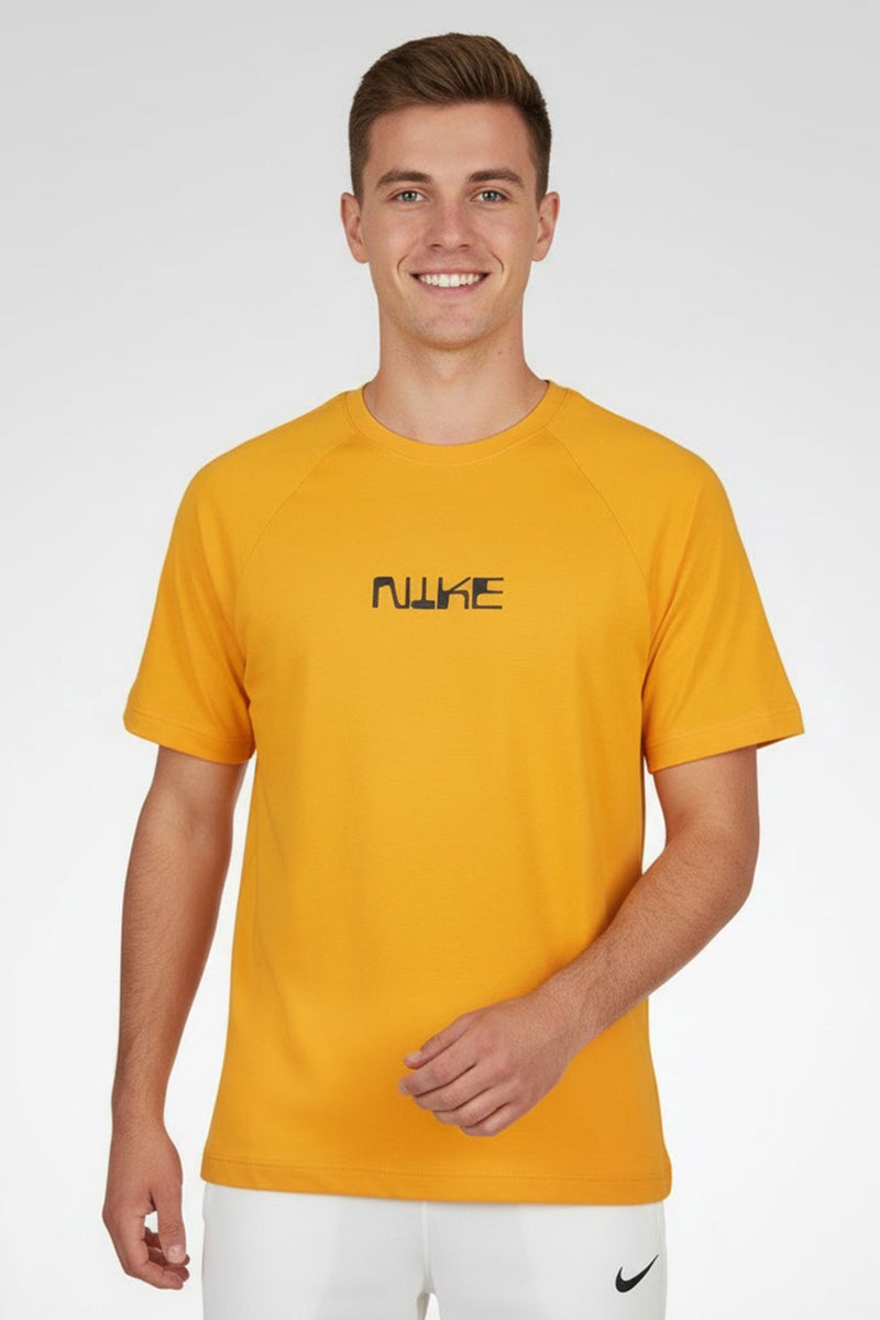 Nike Men Dri-Fit Short Sleeves Football T-Shirt, Yellow - Image 1