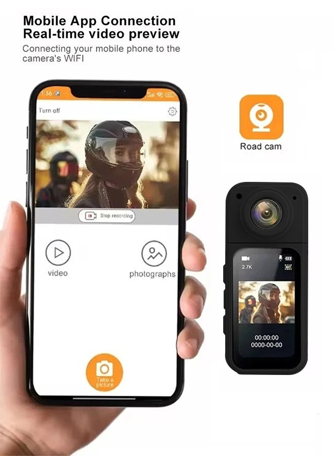 2.7K HD mini sports camera, new 180° rotating multi-angle outdoor camera, 1.47 HD magnetic camcorder, portable thumb camera with 32GB memory card, WIFI camera for vlog recording, cycling, travel, sports DV - Image 5