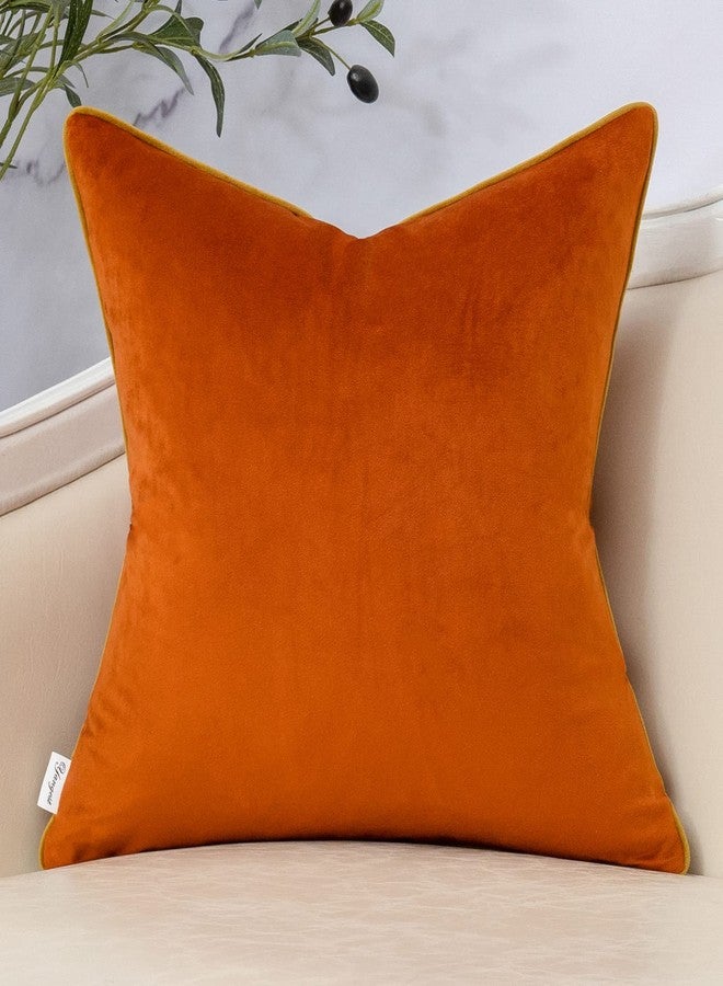 Yangest Orange Patchwork Throw Pillow Cover Striped Velvet Cushion Case Modern Pillowcase for Sofa Couch Bedroom Living Room Home Decor,18x18 Inch - Image 2