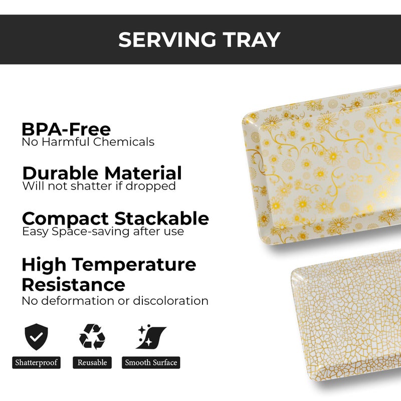 Ariya Melamine Rectangle Serving Tray Set of 6 (P1 | Small) Serveware for Food, Drinks, Snacks, Serving Platters for Home, Restaurants, Hotel, Bar, Parties, Office, Dishwasher Safe, Stain Free - Image 2