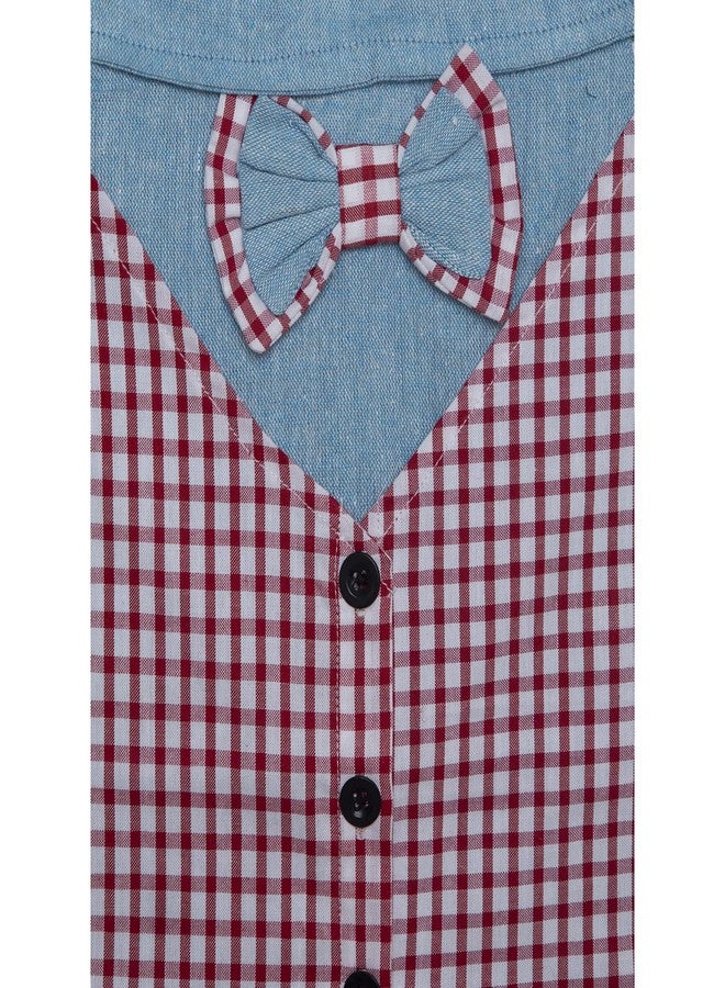 Lulala Classical Dog Tuxedo Shirt – Formal Wedding Suit with Bow Tie & Inbuilt Cottie, Pet Prince Costume Outfit for Small Dogs Cats (16Inch, Red-SkyBlue) - Image 3