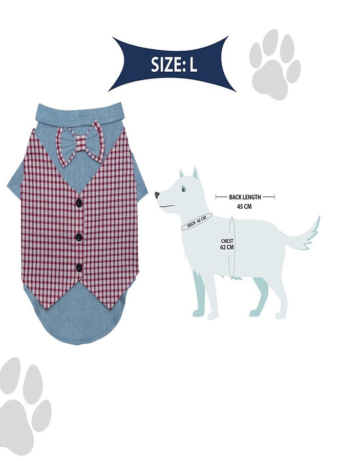 Lulala Classical Dog Tuxedo Shirt – Formal Wedding Suit with Bow Tie & Inbuilt Cottie, Pet Prince Costume Outfit for Small Dogs Cats (16Inch, Red-SkyBlue) - Image 5