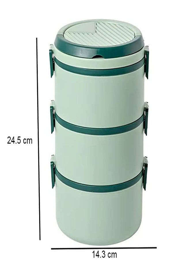Divik Round Shape Lunch Box for Kids School, Tiffin Box for Boys and Girls, Leak Proof Plastic Snacks Lunch Box for Adults and Kids (3 Layer) - Image 2
