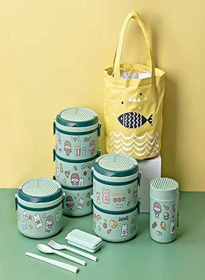 Divik Round Shape Lunch Box for Kids School, Tiffin Box for Boys and Girls, Leak Proof Plastic Snacks Lunch Box for Adults and Kids (3 Layer) - Image 5