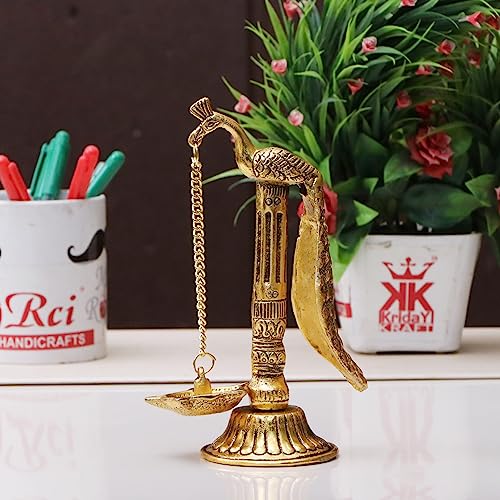 Kridaykraft Peacock Design Metal Hanging with Chain Diya Pair of Peacock Design Bird Diya Deepak Oil Lamp - Image 4