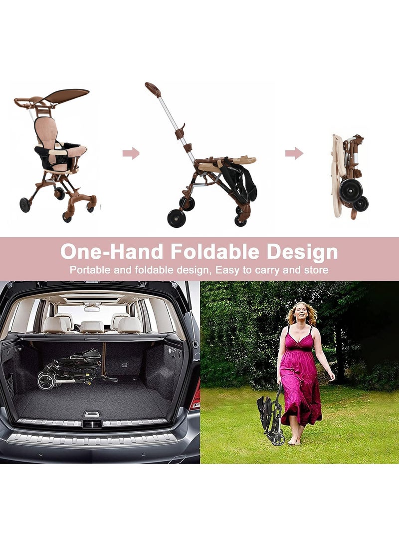 WALALLA Convenience Lightweight Portable Foldable Toddler Stroller, Baby Stroller, Airplane Stroller, Travel Stroller with 360°-wheel, Sunshine Canopy, Pad, Two Way Push - Image 5