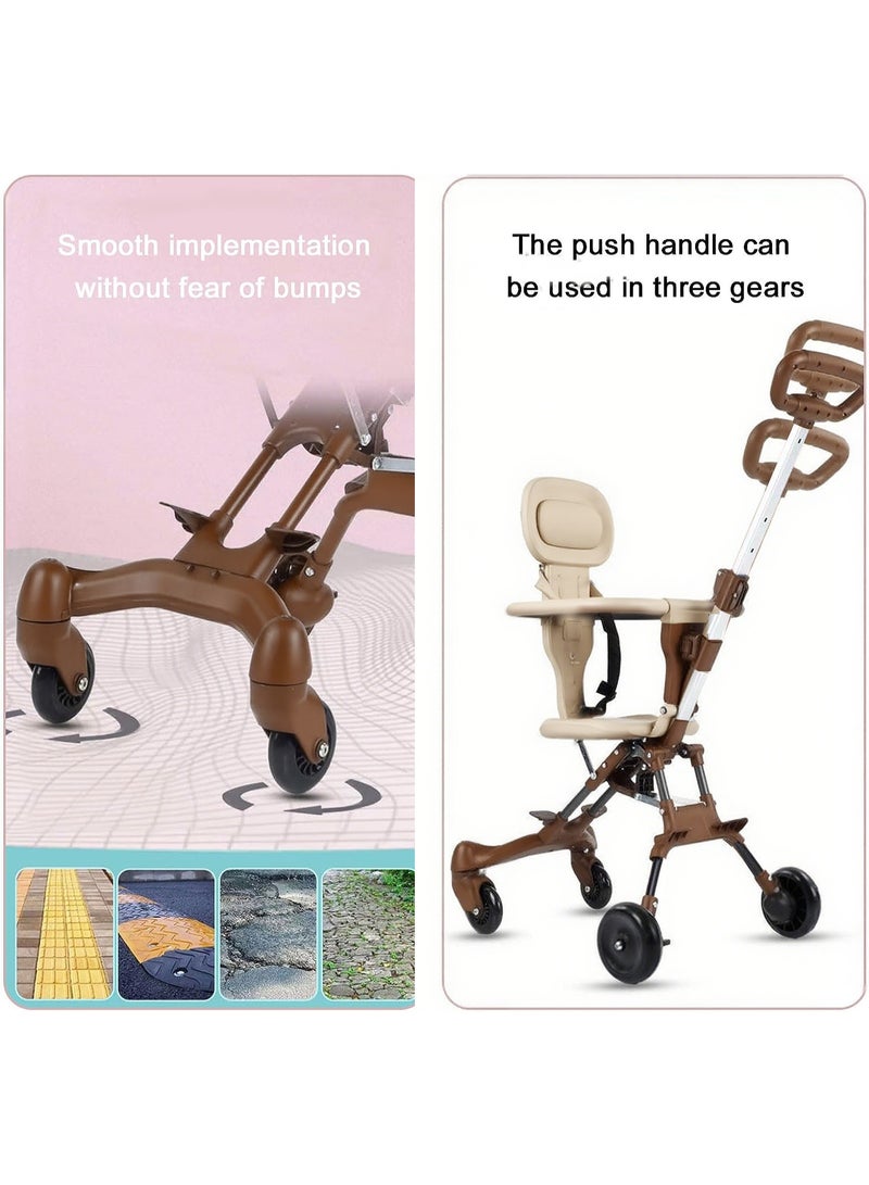 WALALLA Convenience Lightweight Portable Foldable Toddler Stroller, Baby Stroller, Airplane Stroller, Travel Stroller with 360°-wheel, Sunshine Canopy, Pad, Two Way Push - Image 4