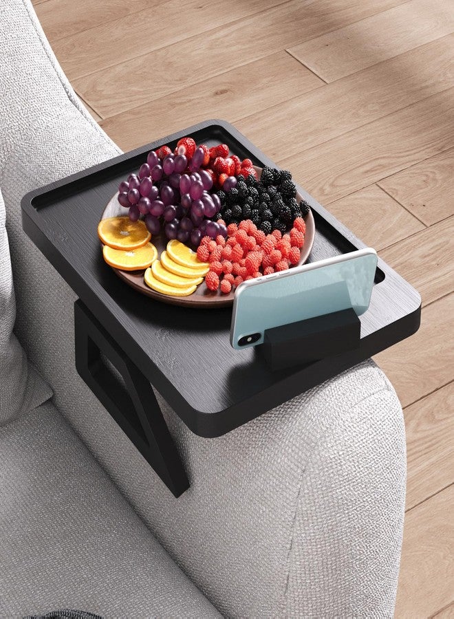 Danfoxer Couch Arm Tray with 360°Phone,Bamboo Folding Sofa Tray,Sofa Armrest Trays Clip-On Couch Desk for Drinks,Snacks,Phone,Remote Control（Black） - Image 3