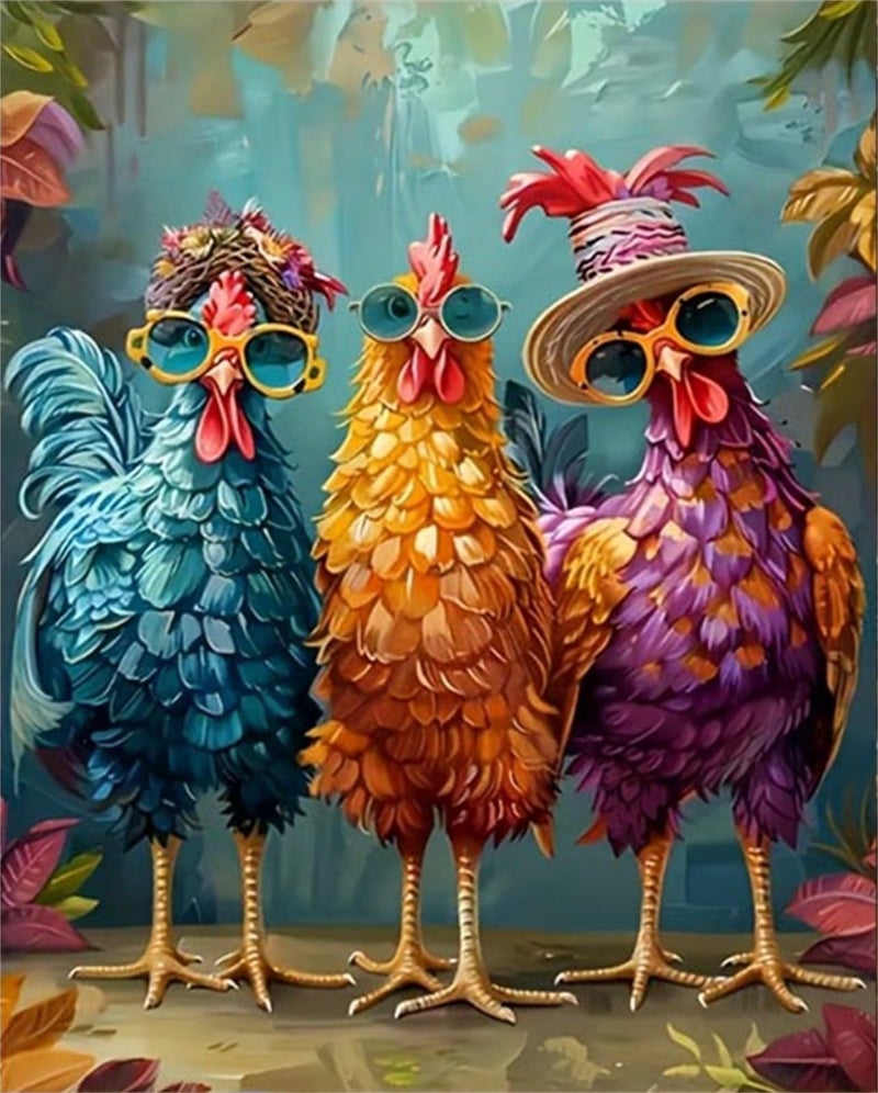 Hestarcul Chicken Paint by Numbers Kits for Adults,Easy Adult Painting by Number on Canvas for Beginner, DIY Watercolor Painting for Gift Home Decor Relax. (Chicken) - Image 1