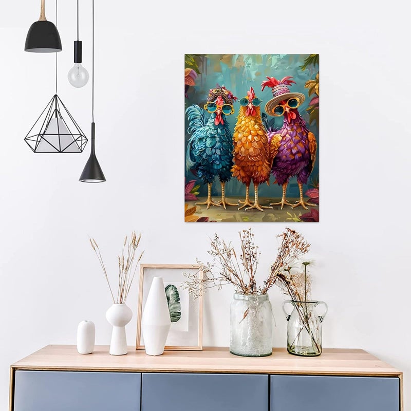 Hestarcul Chicken Paint by Numbers Kits for Adults,Easy Adult Painting by Number on Canvas for Beginner, DIY Watercolor Painting for Gift Home Decor Relax. (Chicken) - Image 4