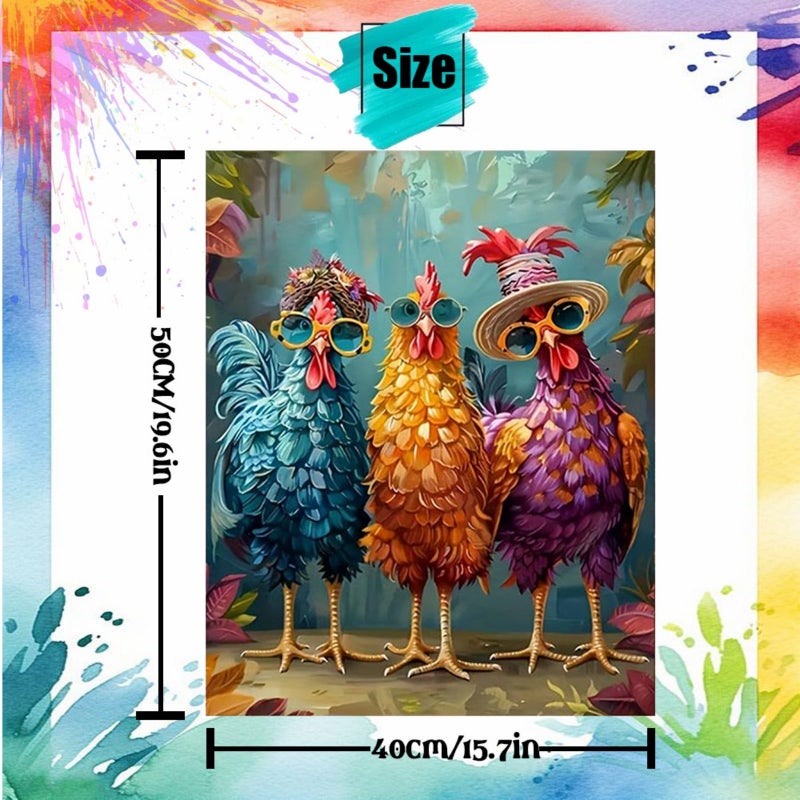 Hestarcul Chicken Paint by Numbers Kits for Adults,Easy Adult Painting by Number on Canvas for Beginner, DIY Watercolor Painting for Gift Home Decor Relax. (Chicken) - Image 2