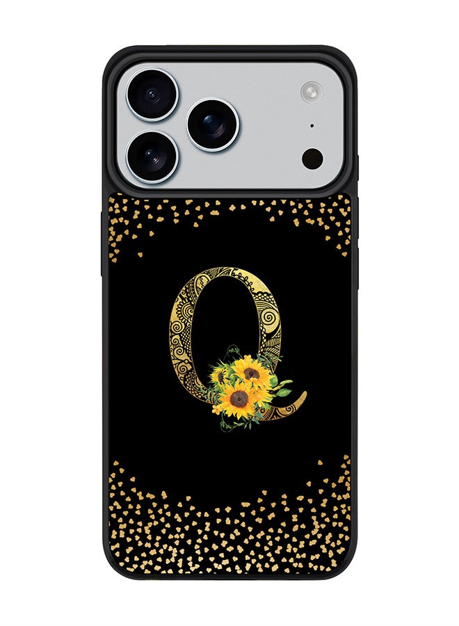 Stylizedd iPhone 17 Pro Max Case, [Compatible with MagSafe] Slim Magnetic cover Phone Case iPhone 17 Pro Max -Custom Floral Monogram - Q ( Black ) - Image 1