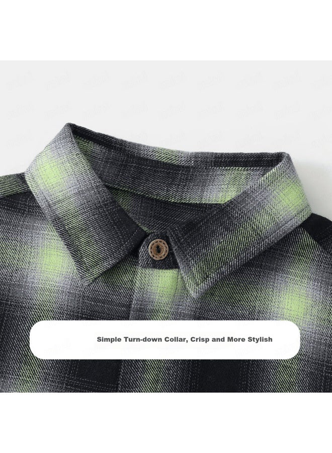 Mqdmini Boys' Long Sleeve Shirt Spring Children's Jacket Plaid Top Inner And Outer Wear Versatile Clothing For Toddlers And Kids - Image 4